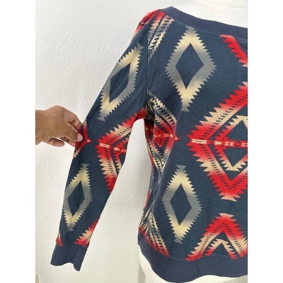 Chaps Denim Aztec Southwestern Long Sleeve Sweatshirt - Picture 5 of 9